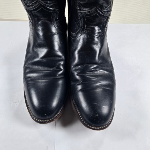 Vintage Justin Classic Roper Cowhide Western Black‎ Boots Women's Size 7.5B - Picture 4 of 9